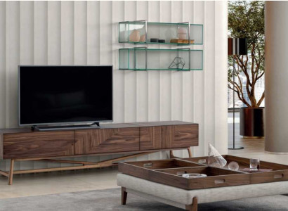 Wohnzimmer Tv-Ständer mit 2x Wandregal Luxus Design Sideboarad Wohnwand